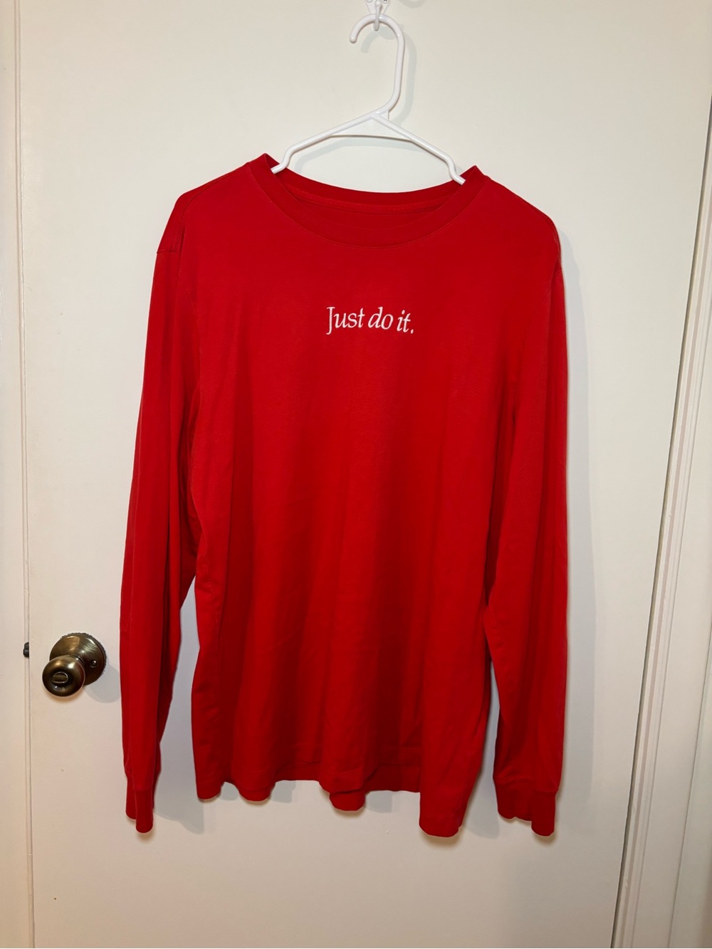 Nike Red Long-Sleeve 'Just do it.' Crew Tee